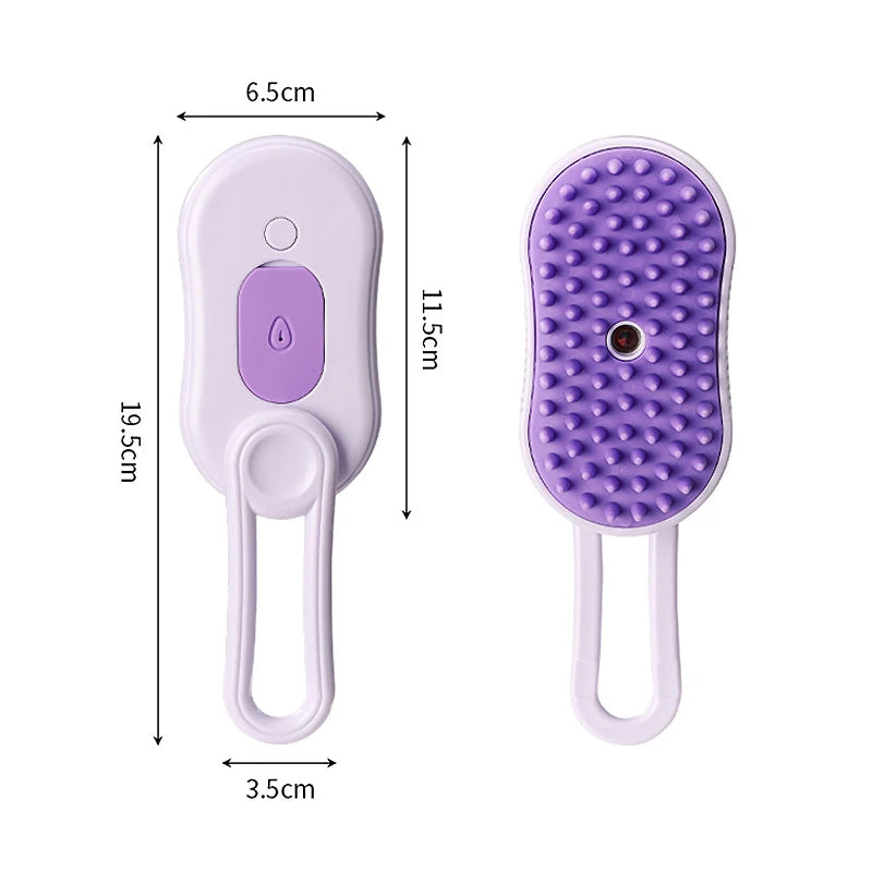 “3-in-1 Electric Pet Steam Brush for Cats & Dogs – Hair Removal & Massage”