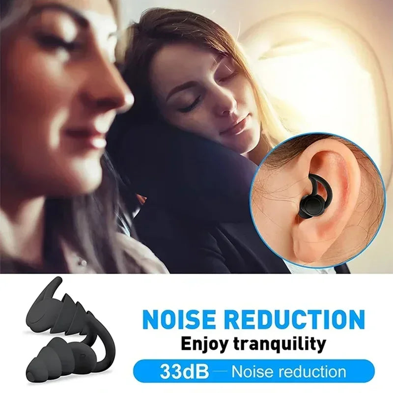 3-Layer Silicone Ear Plugs for Sleep & Swim