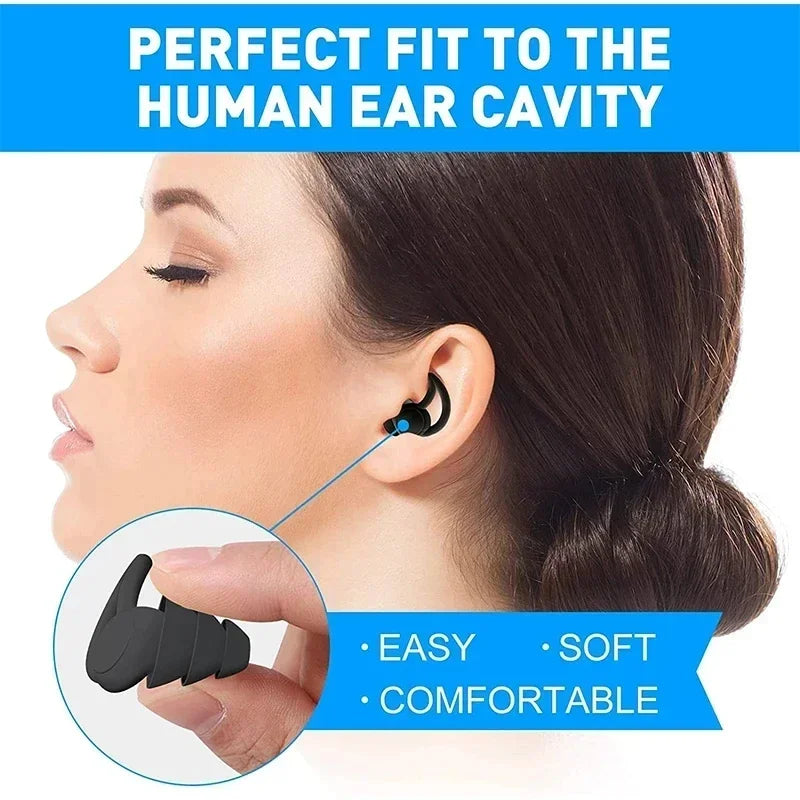 3-Layer Silicone Ear Plugs for Sleep & Swim
