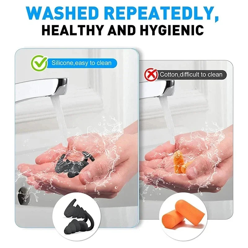 3-Layer Silicone Ear Plugs for Sleep & Swim