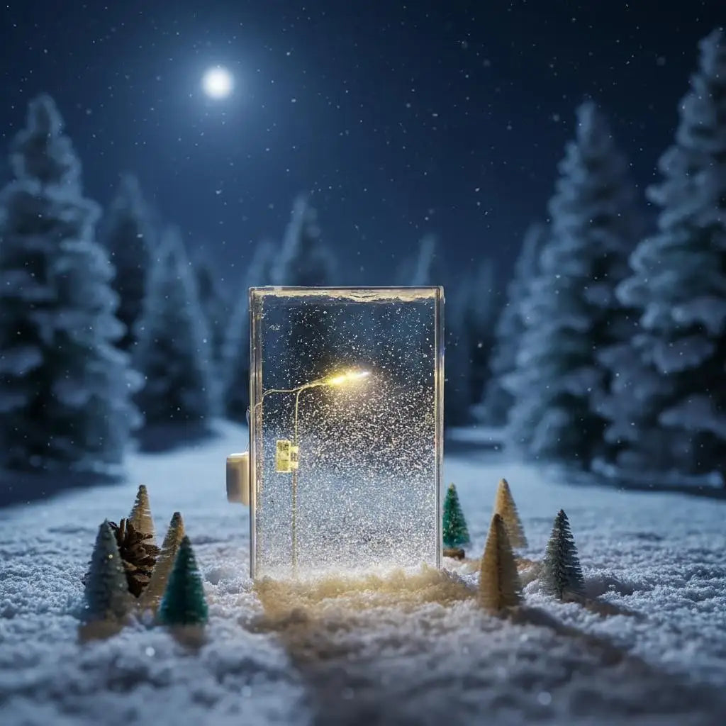 Premium Snowy Night Street Lamp Light