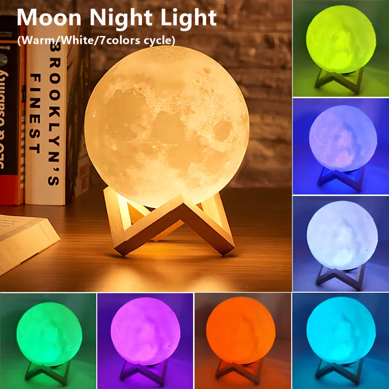 LED Moon & Galaxy Night Light – Birthday Gift & Bedroom Decor