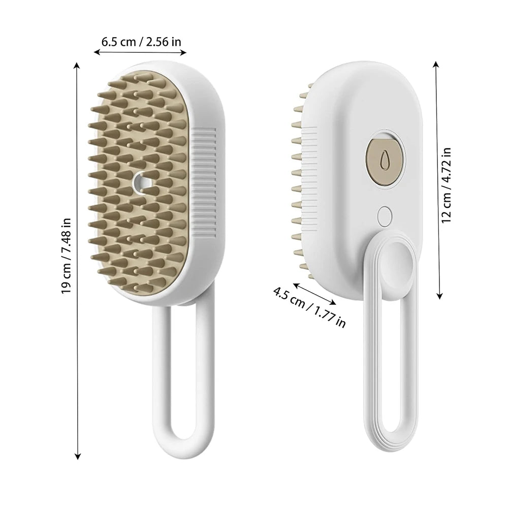“3-in-1 Electric Pet Steam Brush for Cats & Dogs – Hair Removal & Massage”