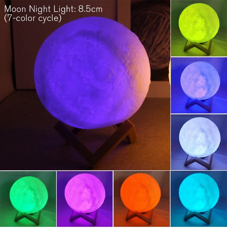 8cm LED Moon Lamp with Stand
